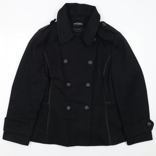 Marks and Spencer Women Black Wool Blend Pea Coat Size 18