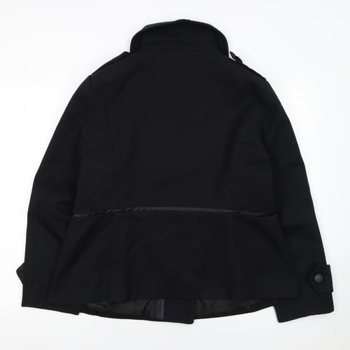 Marks and Spencer Women Black Wool Blend Pea Coat Size 18