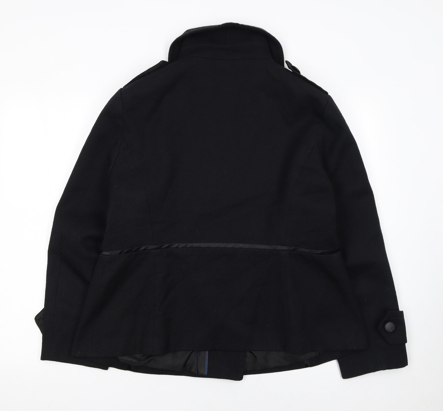 Marks and Spencer Women Black Wool Blend Pea Coat Size 18