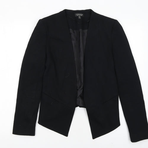 Topshop Women Black UK 8 Tailored Suit Jacket Viscose Blend