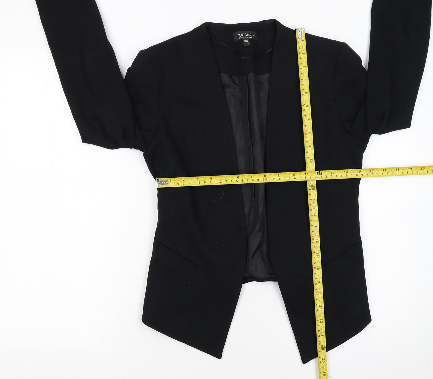 Topshop Women Black UK 8 Tailored Suit Jacket Viscose Blend