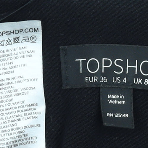 Topshop Women Black UK 8 Tailored Suit Jacket Viscose Blend