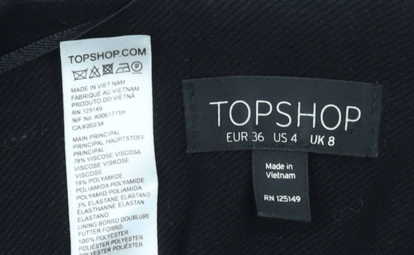Topshop Women Black UK 8 Tailored Suit Jacket Viscose Blend