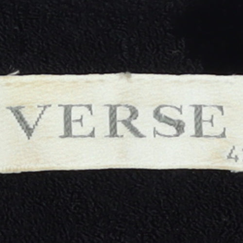 Verse Womens Black Geometric Velvet Long Sleeve Pullover Jumper Size 14
