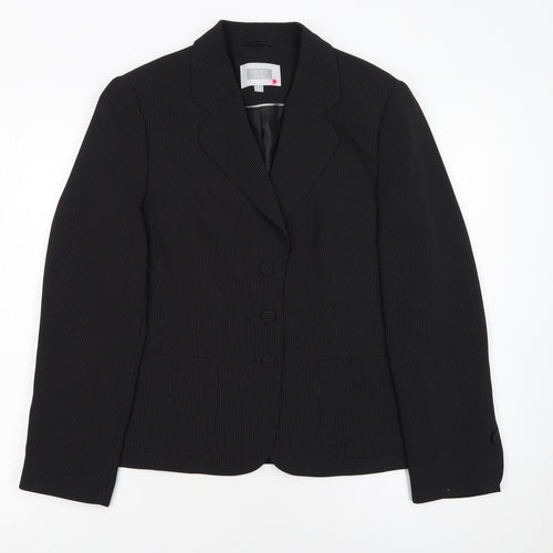 Next Women Petite Black Pinstripe Blazer Size 12 Classic Fit