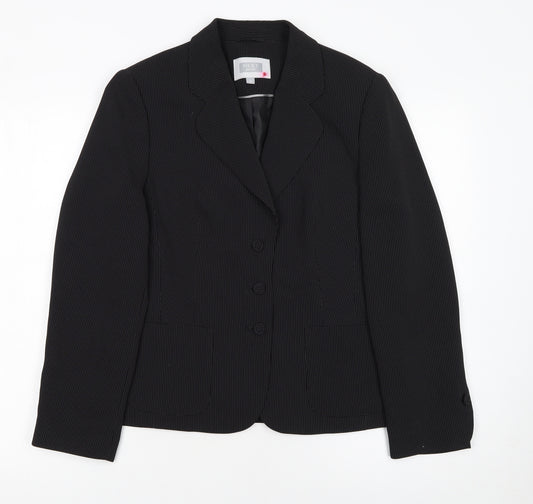 Next Women Petite Black Pinstripe Blazer Size 12 Classic Fit