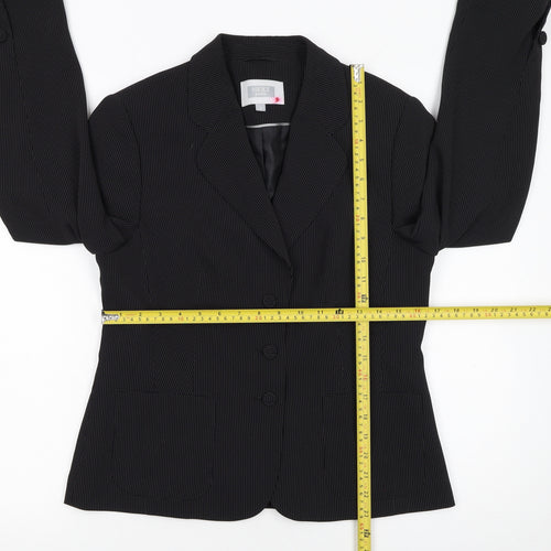 Next Women Petite Black Pinstripe Blazer Size 12 Classic Fit
