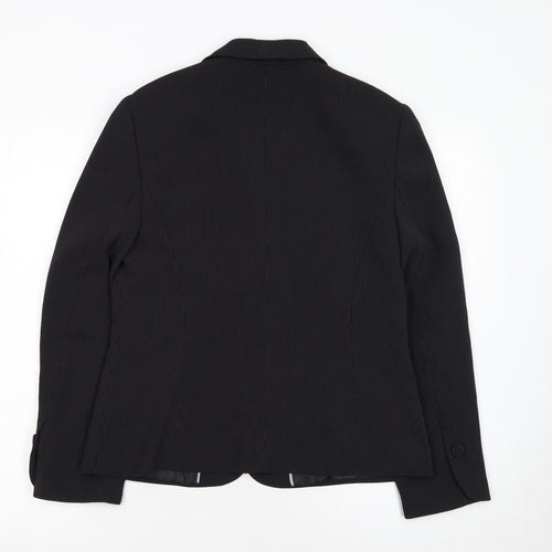 Next Women Petite Black Pinstripe Blazer Size 12 Classic Fit
