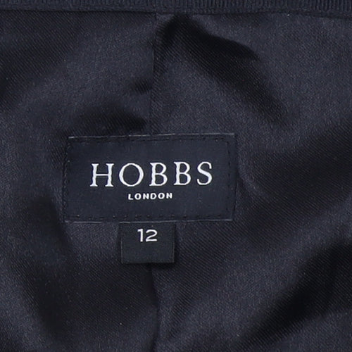 Hobbs Women Black Houndstooth Wool Blend Tweed Blazer Size 12