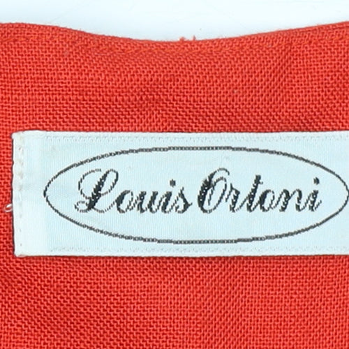 Louis Ortoni Women Red Linen Blend Short Sleeve Tailored Suit Jacket Size 14