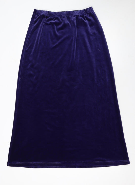 Emreco Womens Purple Velvet Midi Straight Skirt Size 12