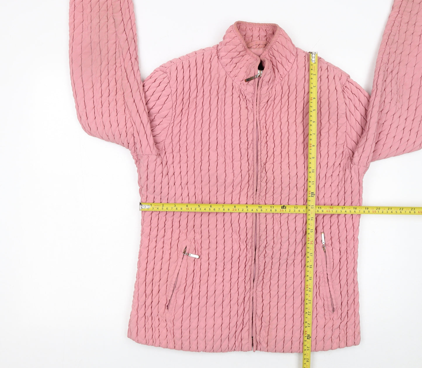 Gallery Women's Pink Quilted Puffer Jacket Size M Full Zip Casual