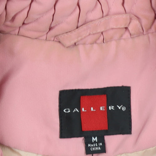 Gallery Women's Pink Quilted Puffer Jacket Size M Full Zip Casual