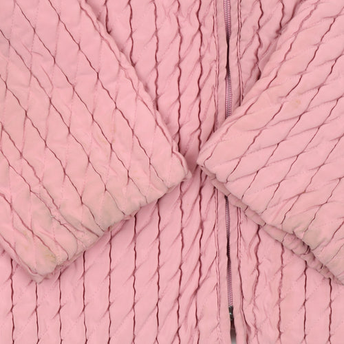 Gallery Women's Pink Quilted Puffer Jacket Size M Full Zip Casual