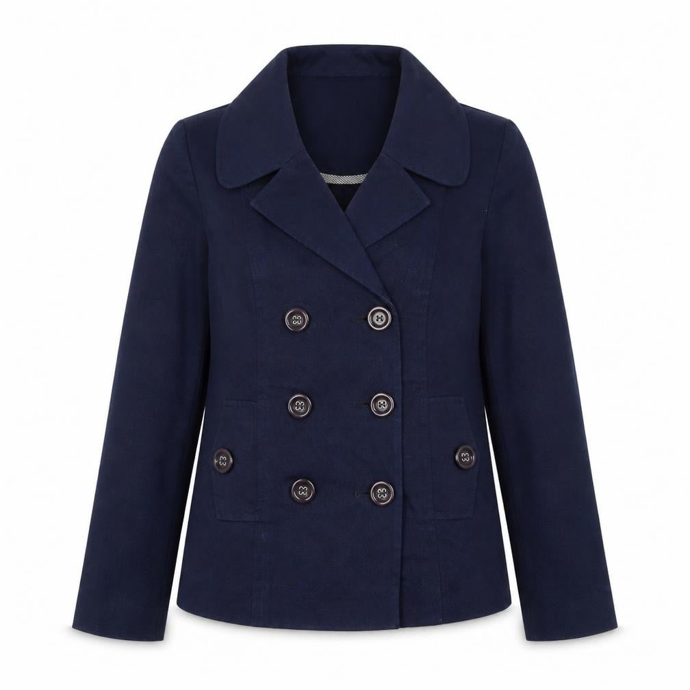Front view of Principles by Ben de Lisi Women's Blue, size 12, Double-Breasted Blazer