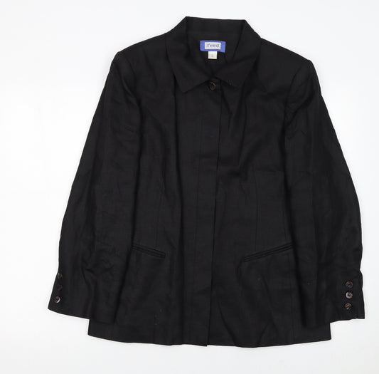Austin Reed Women’s Black Linen Blazer Jacket Size 16 Single Breasted