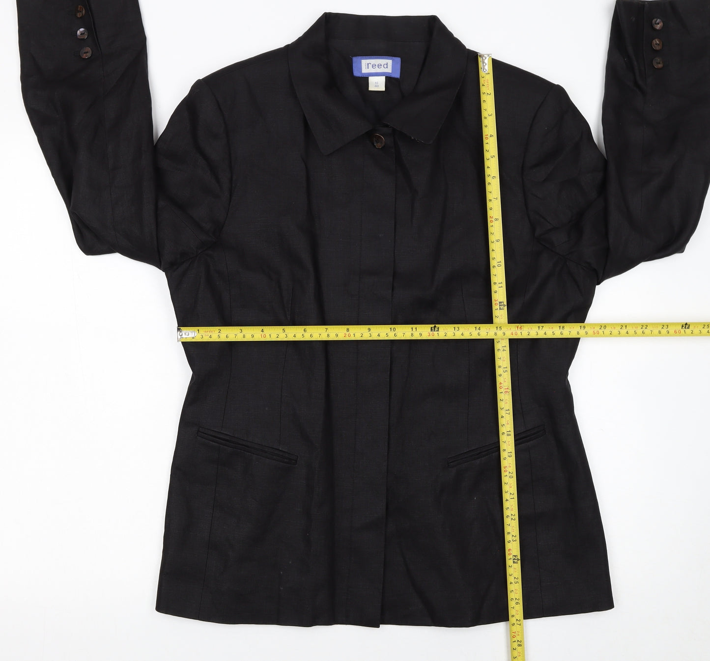 Austin Reed Women’s Black Linen Blazer Jacket Size 16 Single Breasted