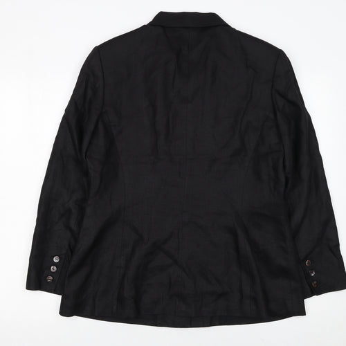 Austin Reed Women’s Black Linen Blazer Jacket Size 16 Single Breasted