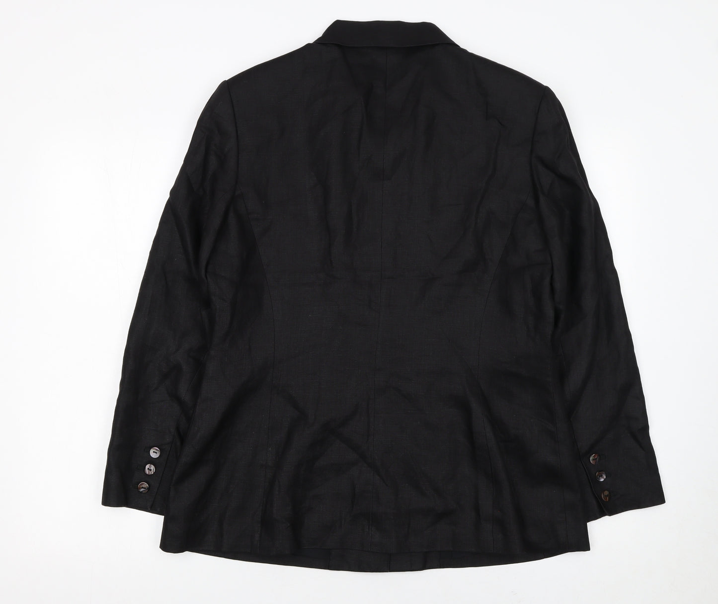Austin Reed Women’s Black Linen Blazer Jacket Size 16 Single Breasted