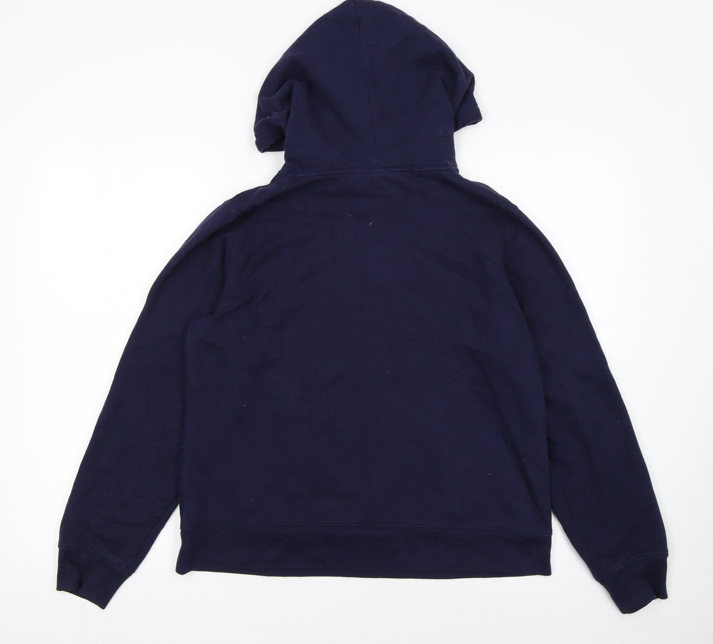 GAP Women Navy Blue Medium Pullover Hoodie with Logo Print