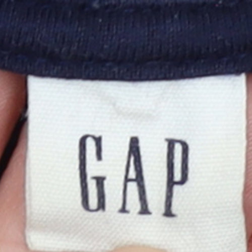 GAP Women Navy Blue Medium Pullover Hoodie with Logo Print