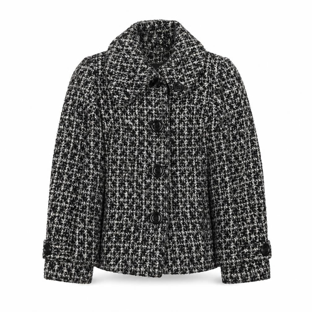 Debenhams Women’s Black Wool Blend Tweed Pea Coat Jacket Size 12