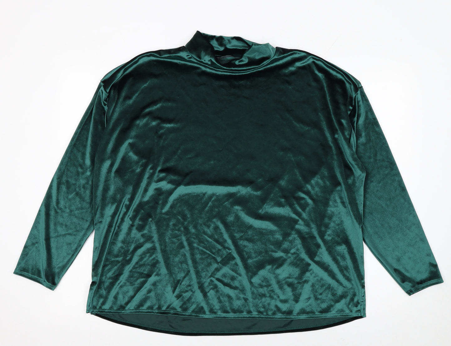 Marks and Spencer Womens Green Velvet Mock Neck Long Sleeve Blouse UK 18