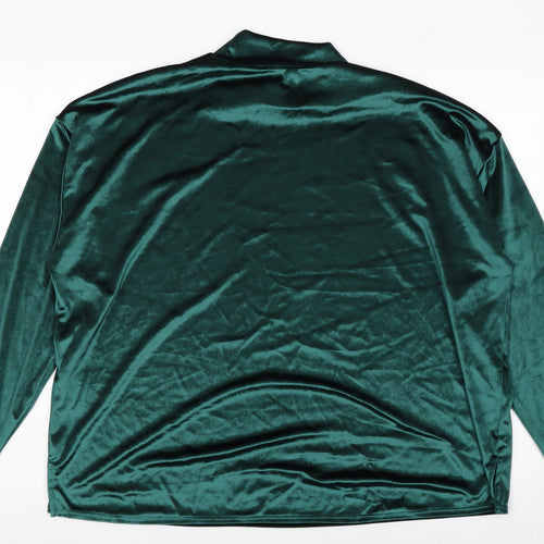 Marks and Spencer Womens Green Velvet Mock Neck Long Sleeve Blouse UK 18