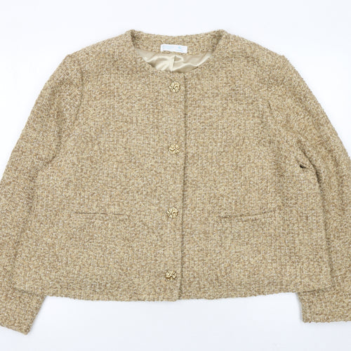 Primark Women Beige Tweed Blazer Jacket XL Classic Lined