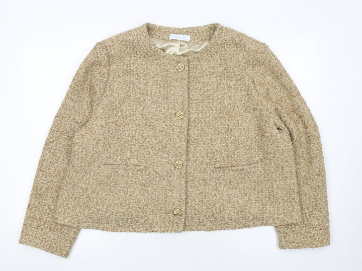 Primark Women Beige Tweed Blazer Jacket XL Classic Lined