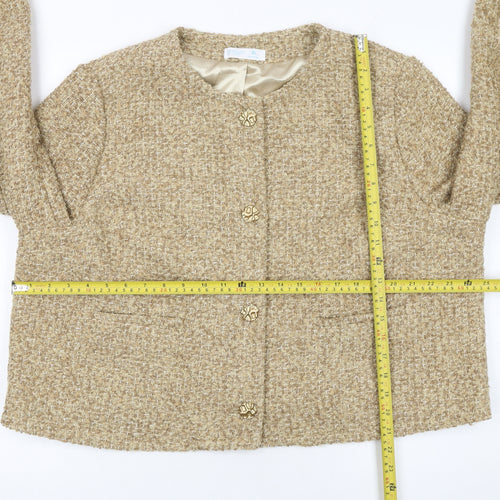 Primark Women Beige Tweed Blazer Jacket XL Classic Lined