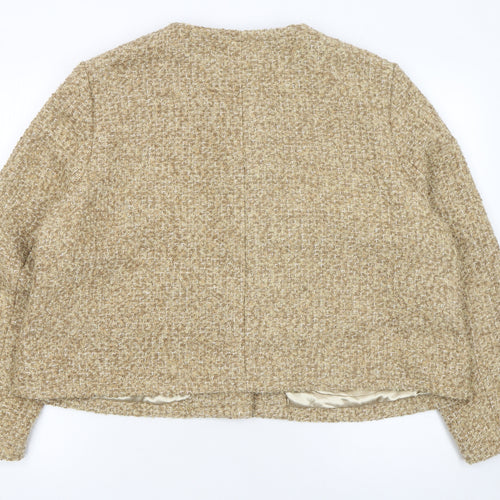 Primark Women Beige Tweed Blazer Jacket XL Classic Lined