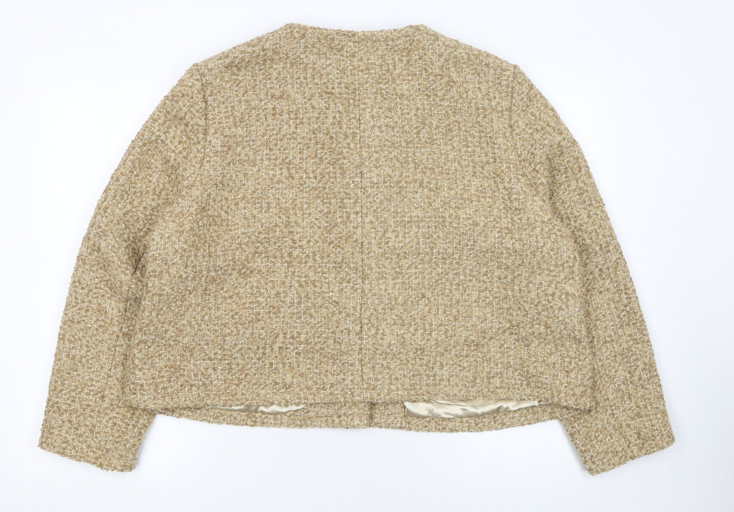 Primark Women Beige Tweed Blazer Jacket XL Classic Lined