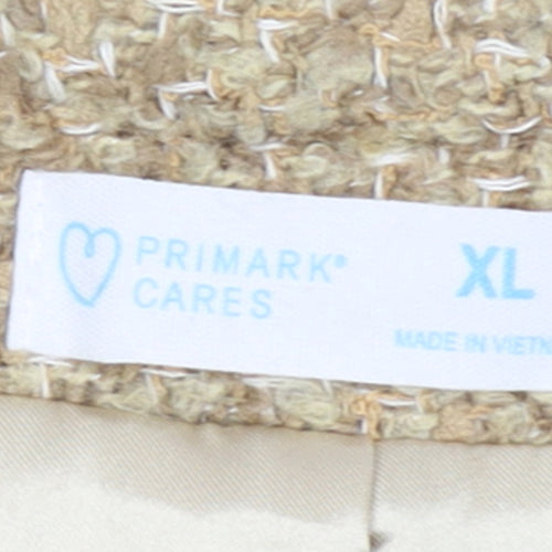 Primark Women Beige Tweed Blazer Jacket XL Classic Lined