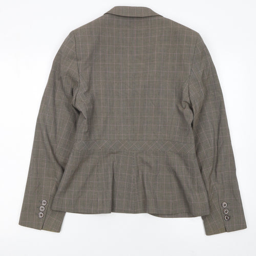 Next Women Brown Checked Tailored Suit Jacket Size 12 Classic Style