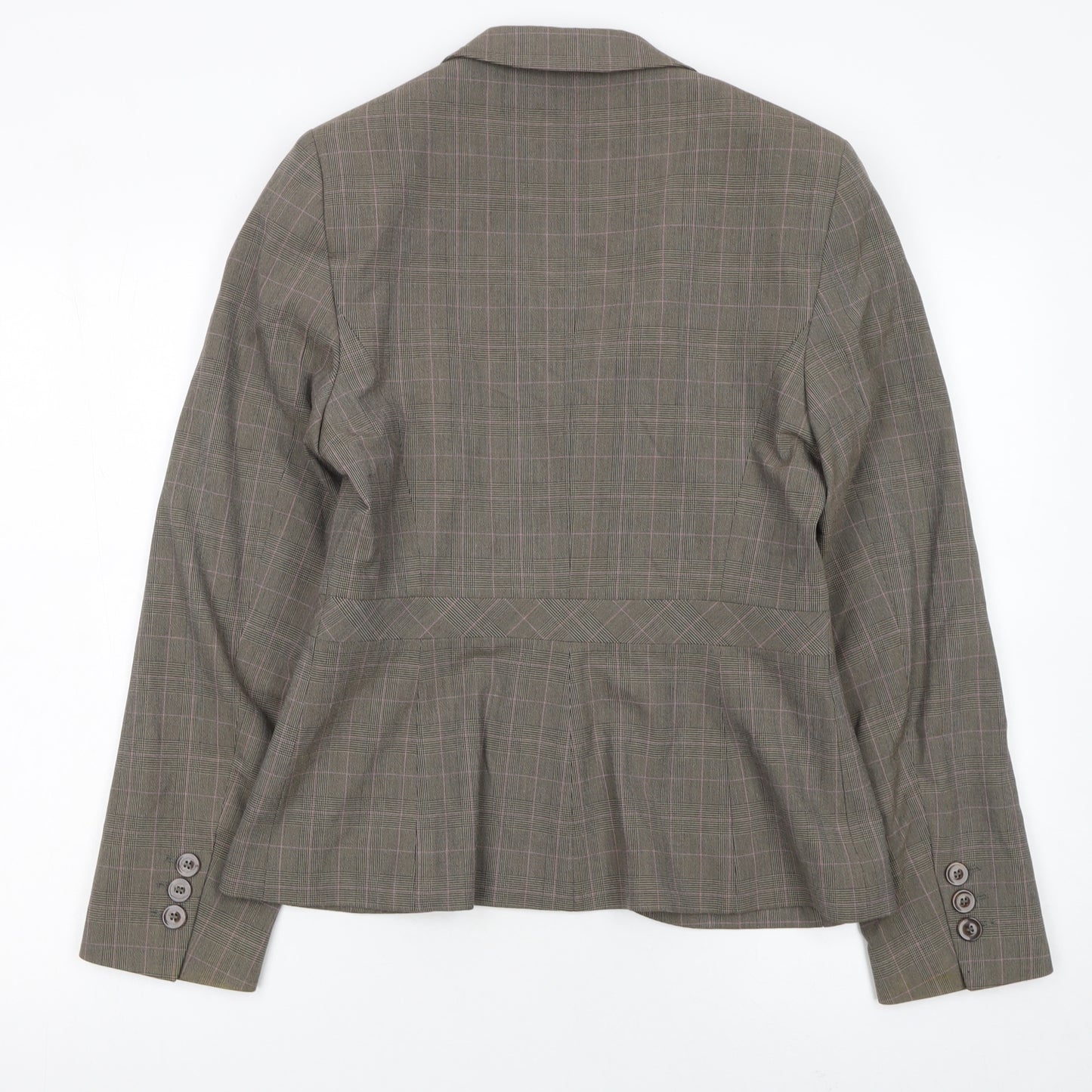 Next Women Brown Checked Tailored Suit Jacket Size 12 Classic Style