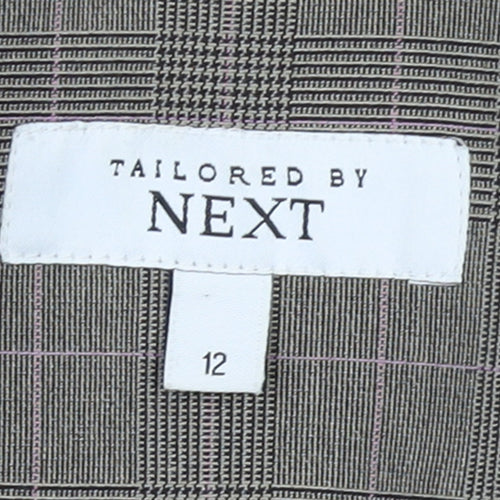 Next Women Brown Checked Tailored Suit Jacket Size 12 Classic Style