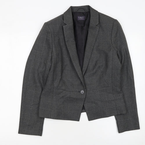 Marks and Spencer Women’s Grey Check Tailored Blazer UK 12