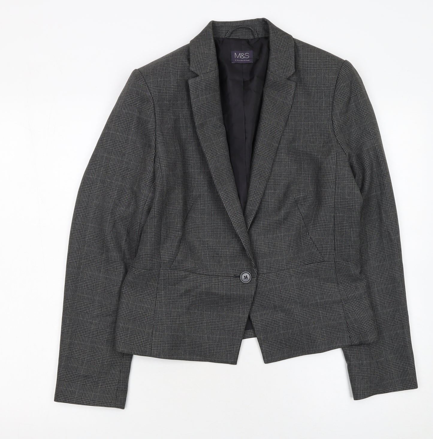 Marks and Spencer Women’s Grey Check Tailored Blazer UK 12