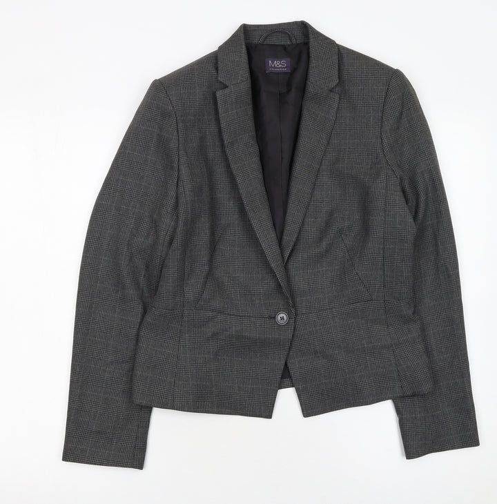 Marks and Spencer Women’s Grey Check Tailored Blazer UK 12