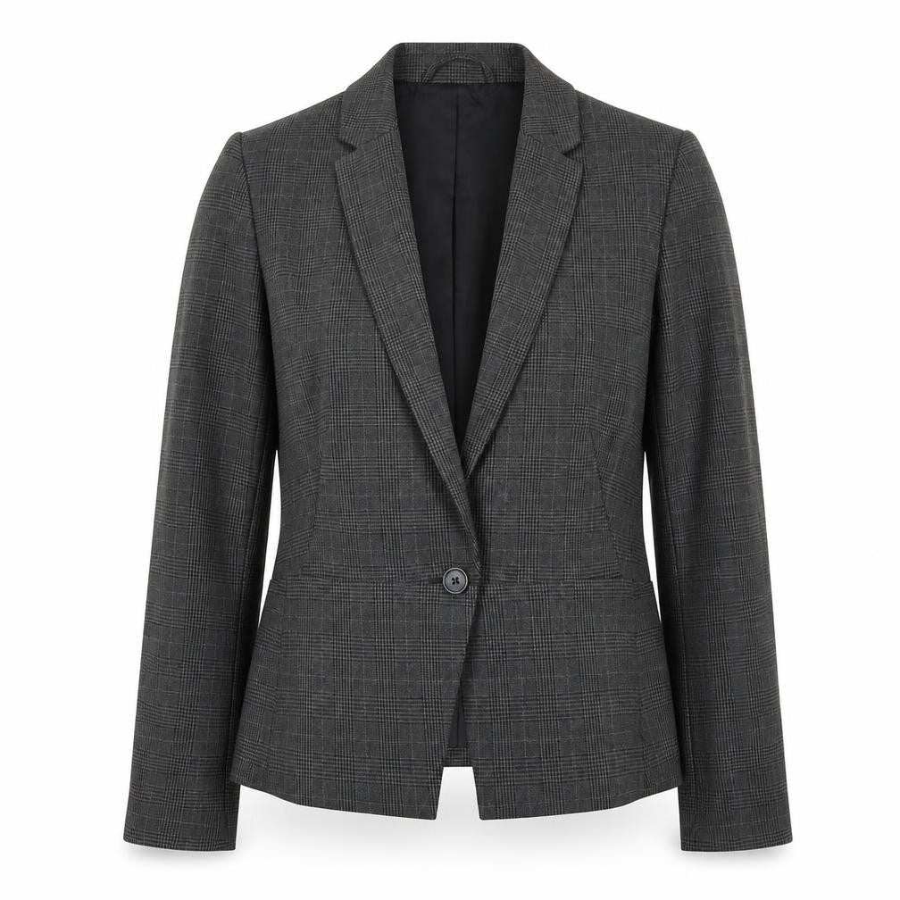 Front view of Marks & Spencer Women’s Grey Check Tailored Blazer UK 12