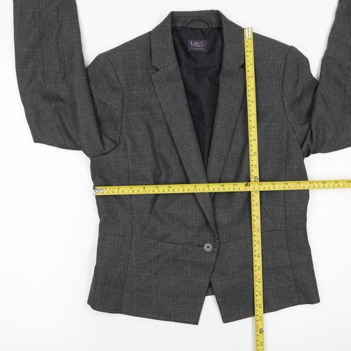 Marks and Spencer Women’s Grey Check Tailored Blazer UK 12