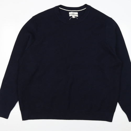Marks and Spencer Men's Blue 3XL Cotton Blend Crew Neck Jumper