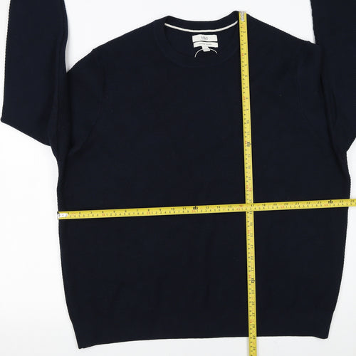 Marks and Spencer Men's Blue 3XL Cotton Blend Crew Neck Jumper
