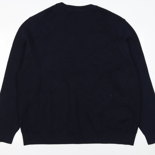 Marks and Spencer Men's Blue 3XL Cotton Blend Crew Neck Jumper