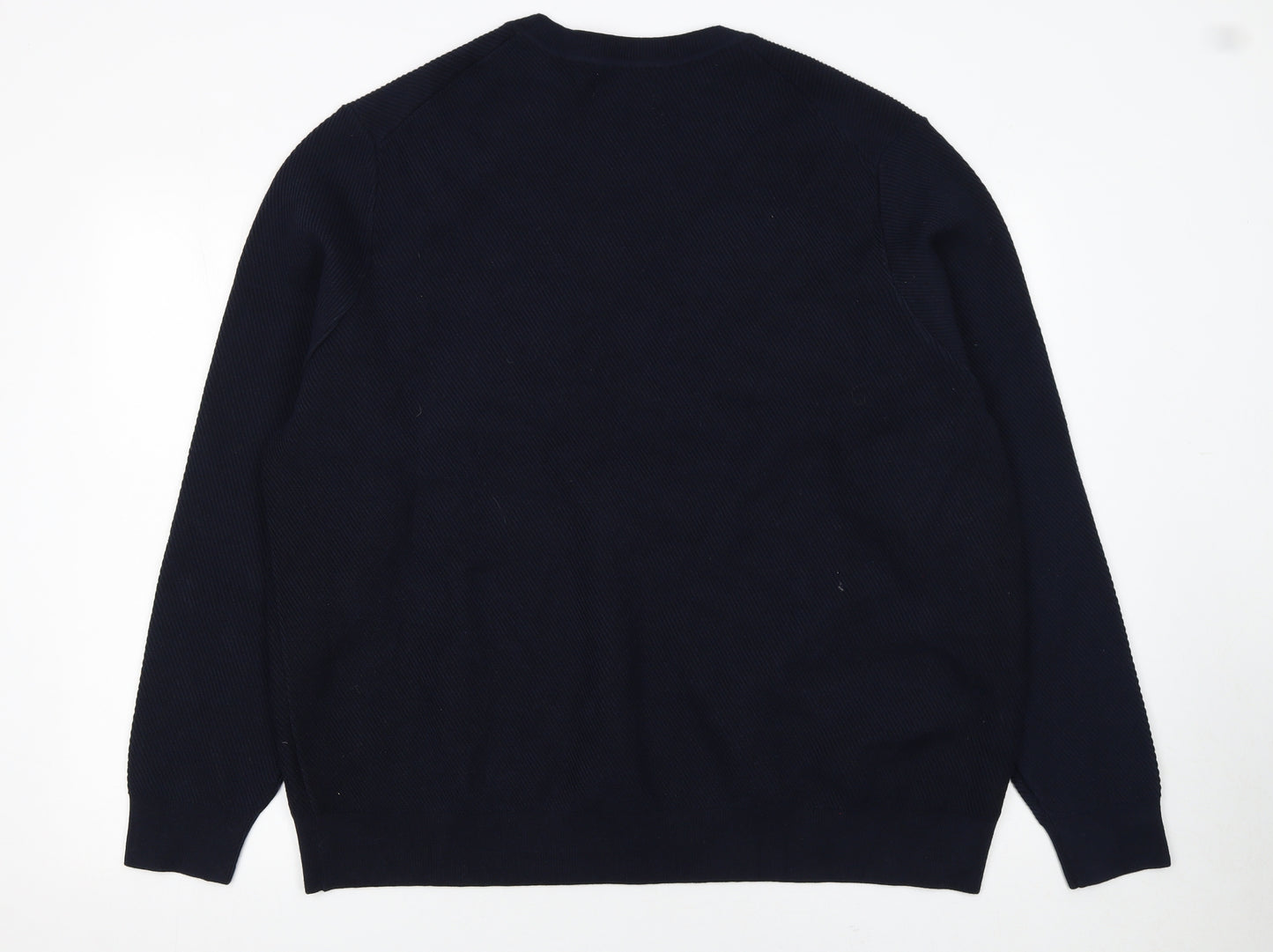 Marks and Spencer Men's Blue 3XL Cotton Blend Crew Neck Jumper