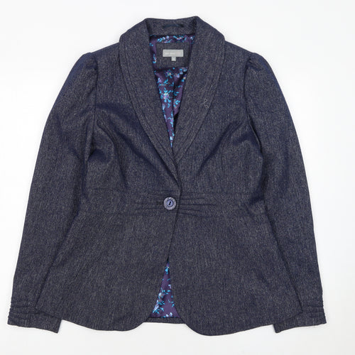 Marks and Spencer Per Una Blue Wool Blend Lined Women's Blazer Size 12
