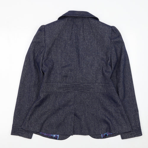 Marks and Spencer Per Una Blue Wool Blend Lined Women's Blazer Size 12