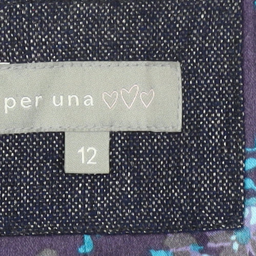 Marks and Spencer Per Una Blue Wool Blend Lined Women's Blazer Size 12