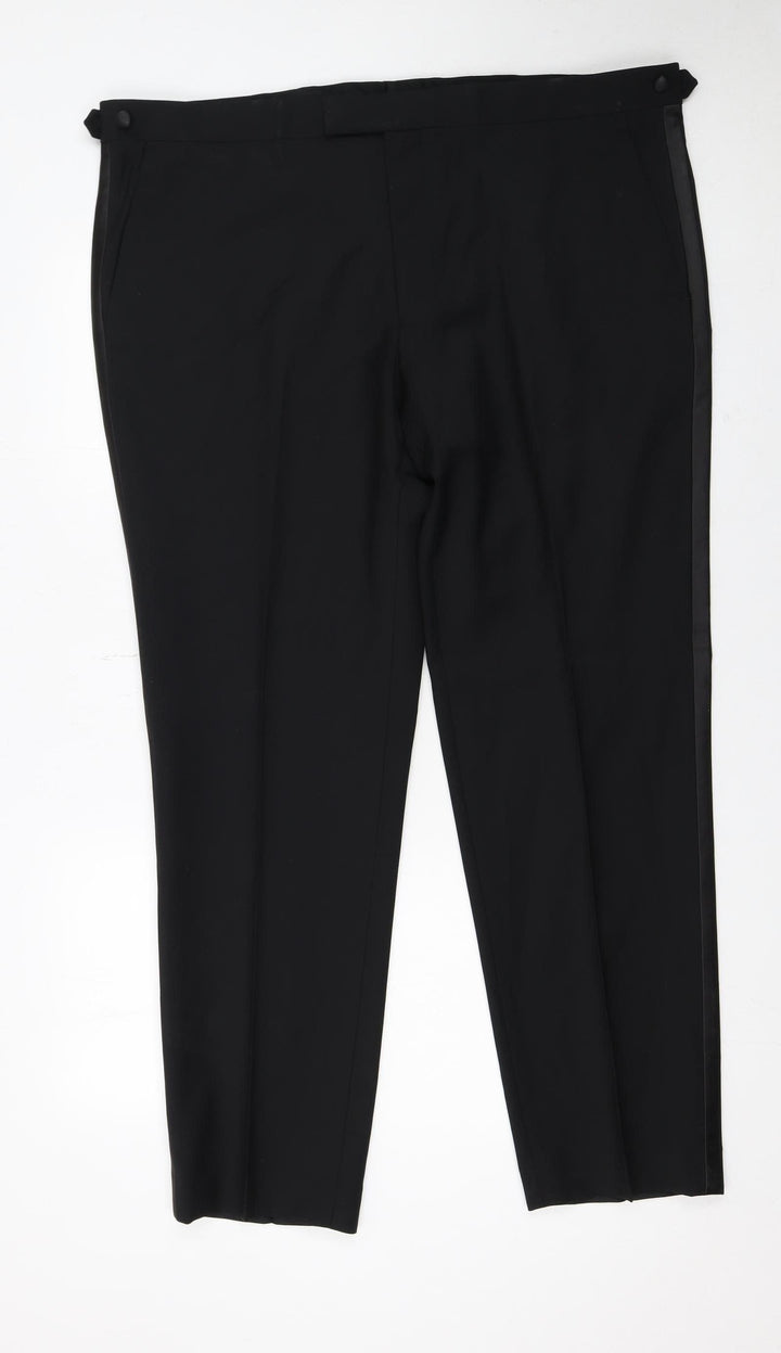Marks and Spencer Autograph Men's Black 42 Regular Wool Blend Dress Trousers